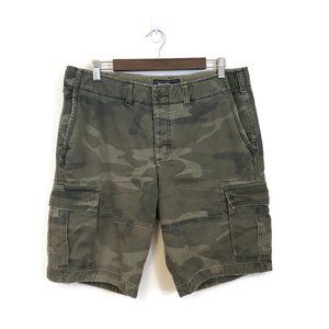Abercrombie & Fitch Mens Classic 10" Inseam Green Camo Cargo Shorts Size 33 Army
